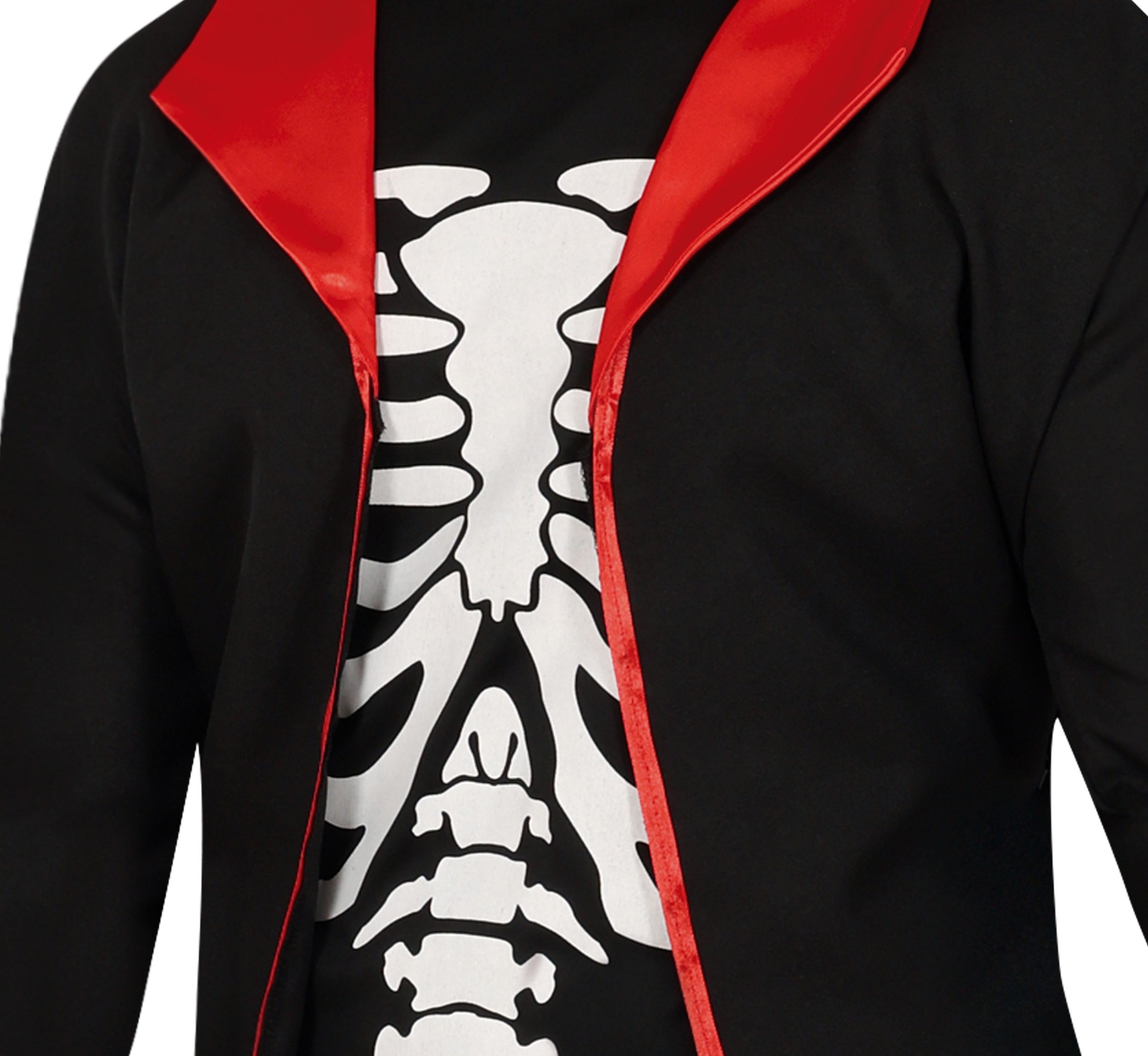 GP88936 – Skelett Halloween Anzug Schwarz Rot – Größe: 46 - 48 (S), 48 - 50 (M), 52 - 54 (L) – Farbe: Schwarz