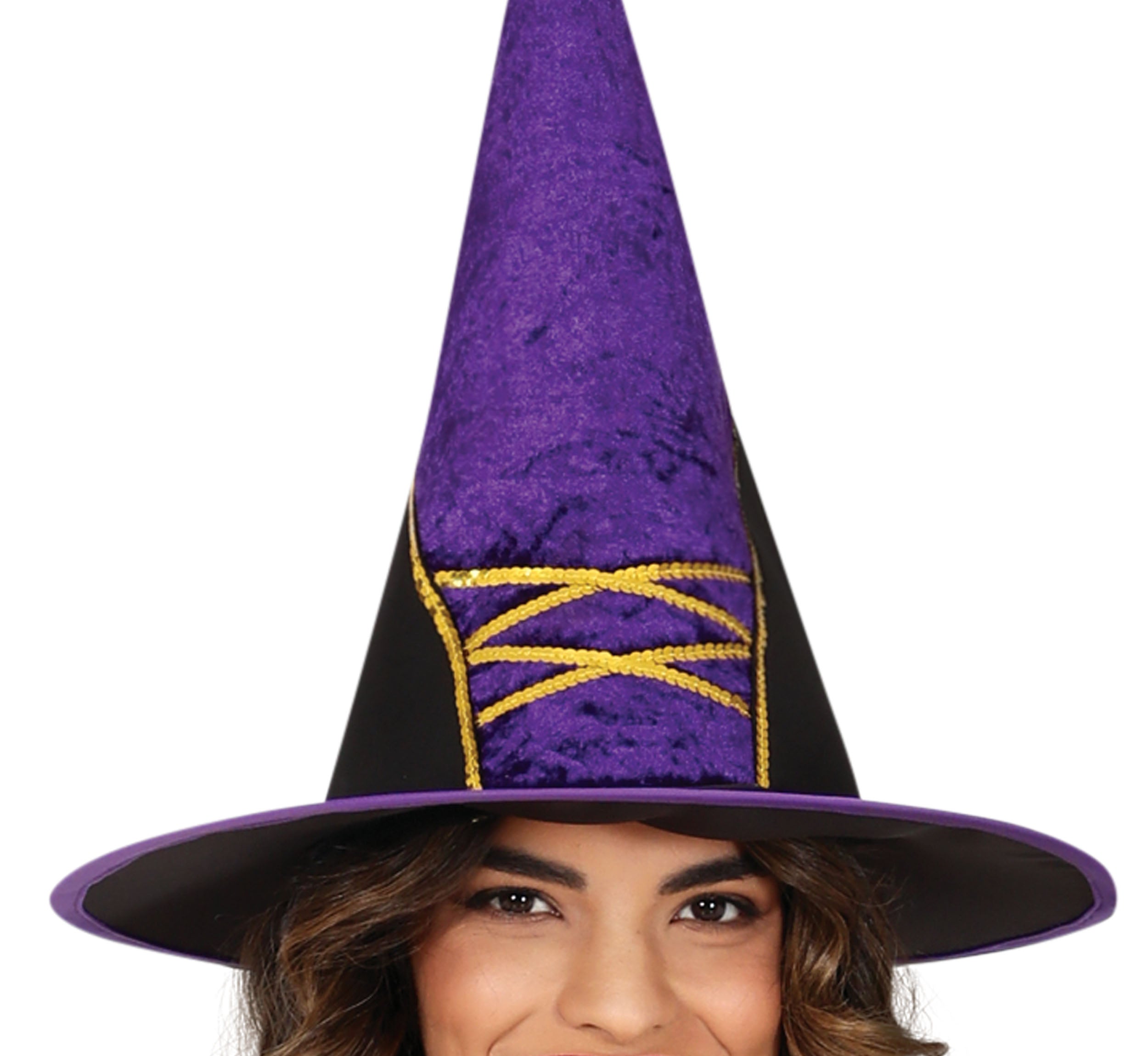 GP88942 – Hexe Halloween Kostüm Lila Schwarz – Größe: 36 - 38 (S), 38 - 40 (M), 42 - 44 (L) – Farbe: Schwarz