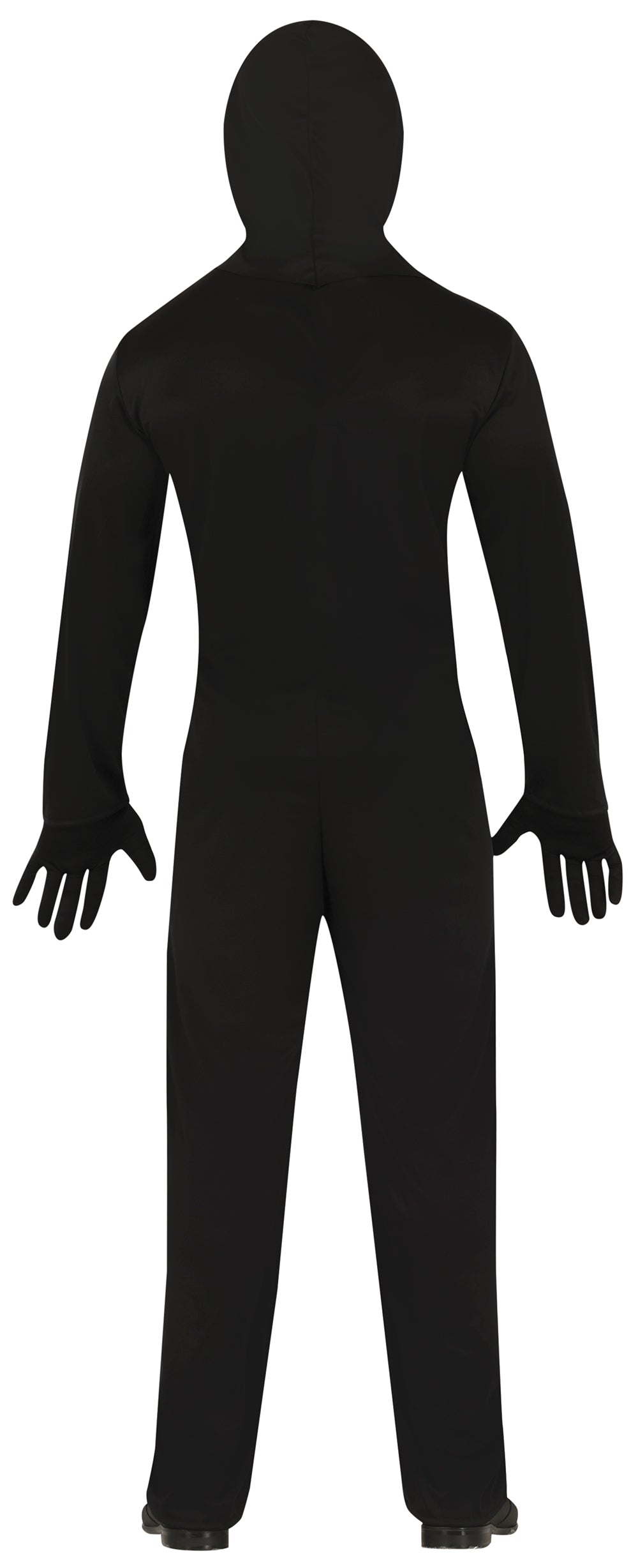 GP88955 – Skelett Halloween Kapuzenanzug Kostüm – Größe: 48 - 50 (M), 52 - 54 (L) – Farbe: Schwarz