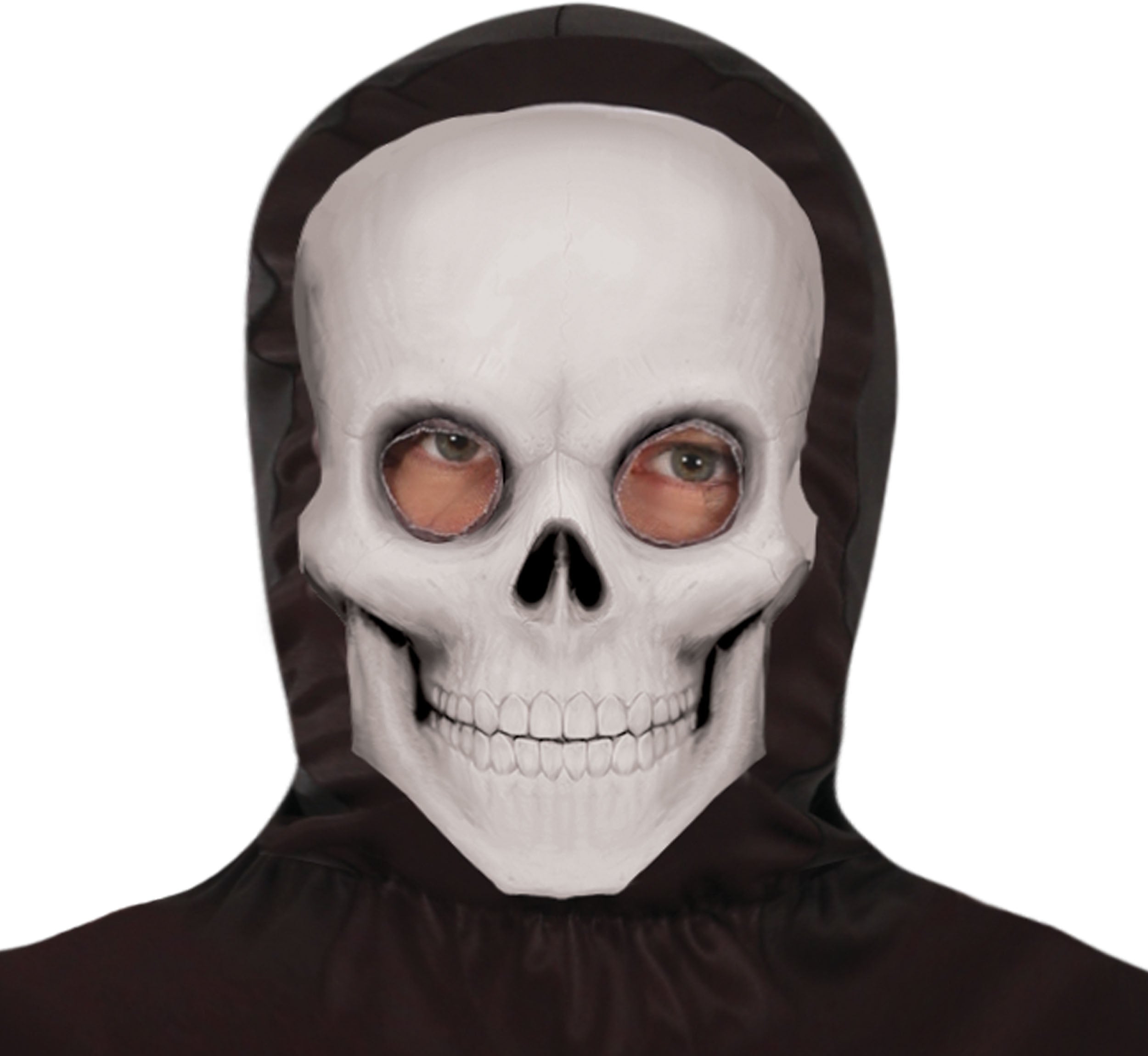 GP88955 – Skelett Halloween Kapuzenanzug Kostüm – Größe: 48 - 50 (M), 52 - 54 (L) – Farbe: Schwarz