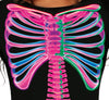 GP88959 – Halloween Skelett Einteiler Neon Bunte Knochen – Größe: 38 - 40 (M), 42 - 44 (L) – Farbe: Mehrfarbig