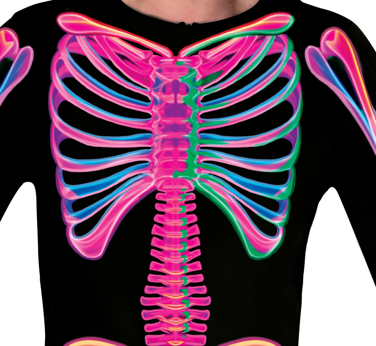 GP88961 – Skelett Halloween Neon Anzug Bunter – Größe: 48 - 50 (M), 52 - 54 (L) – Farbe: Mehrfarbig