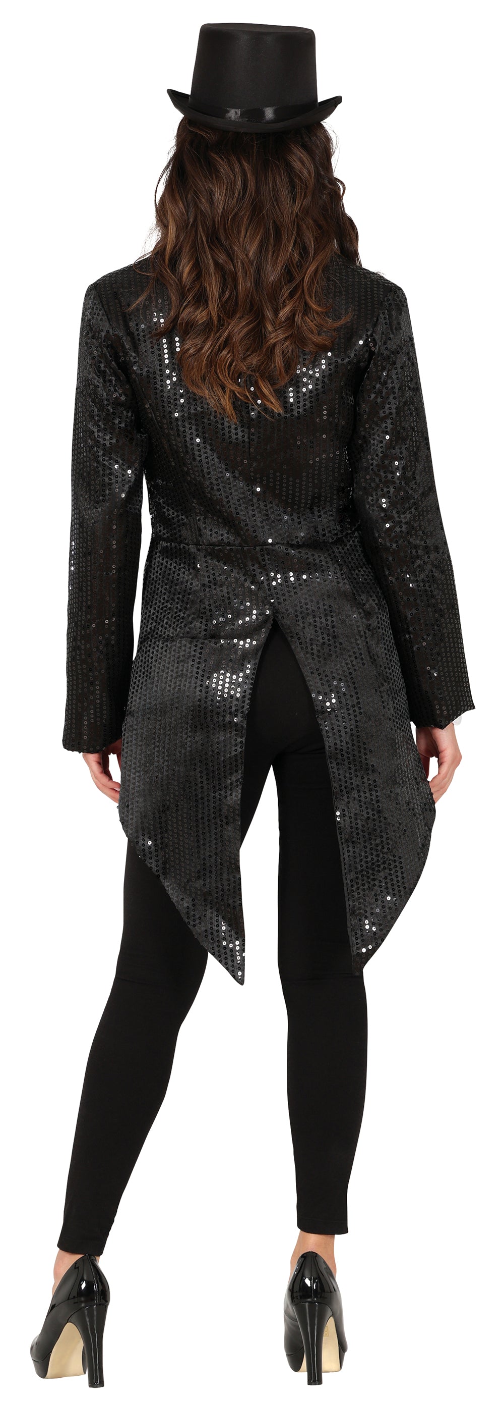 GP88964 – Pailletten Frack Schwarz Partyjacke – Größe: 38 - 40 (M), 42 - 44 (L) – Farbe: Schwarz