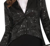 GP88964 – Pailletten Frack Schwarz Partyjacke – Größe: 38 - 40 (M), 42 - 44 (L) – Farbe: Schwarz
