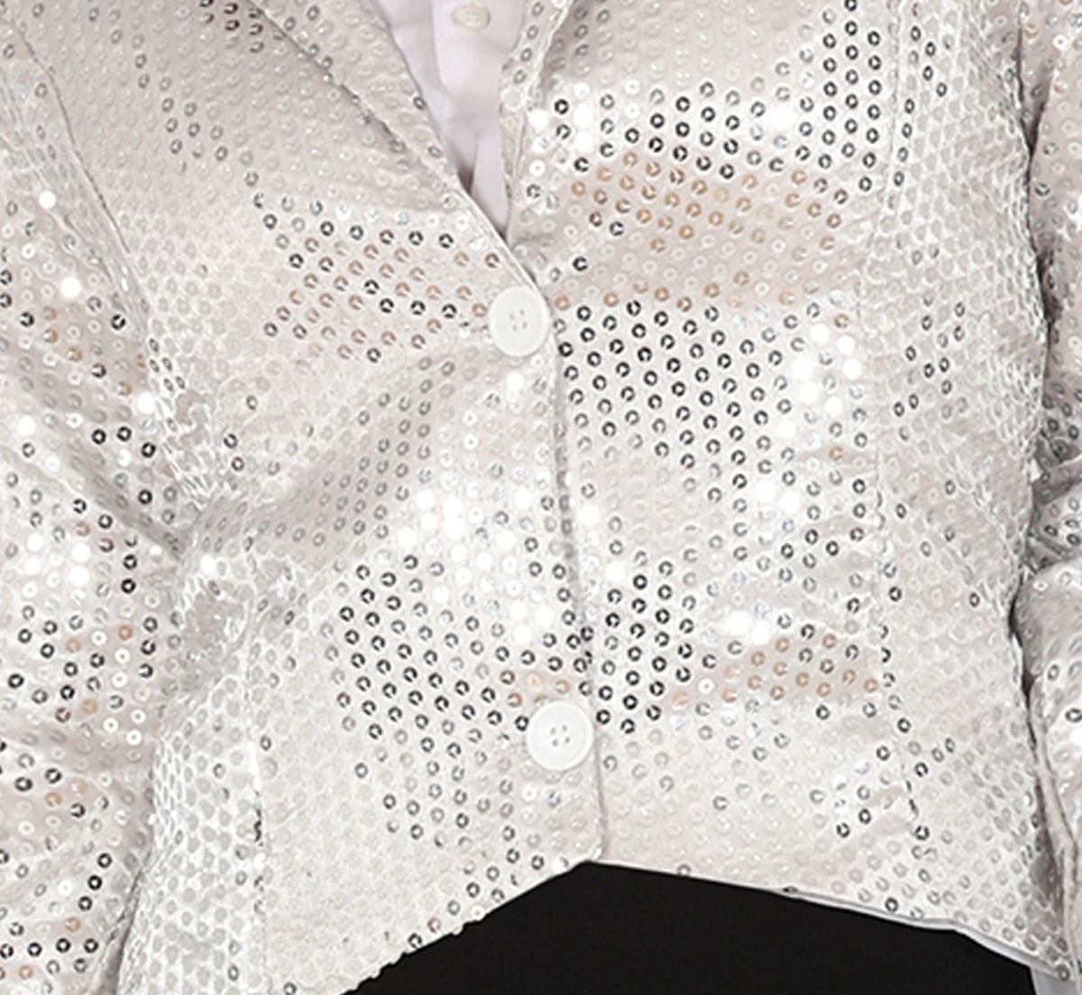 GP88967 – Pailletten Frack Silber Karneval – Größe: 38 - 40 (M), 42 - 44 (L) – Farbe: Silber