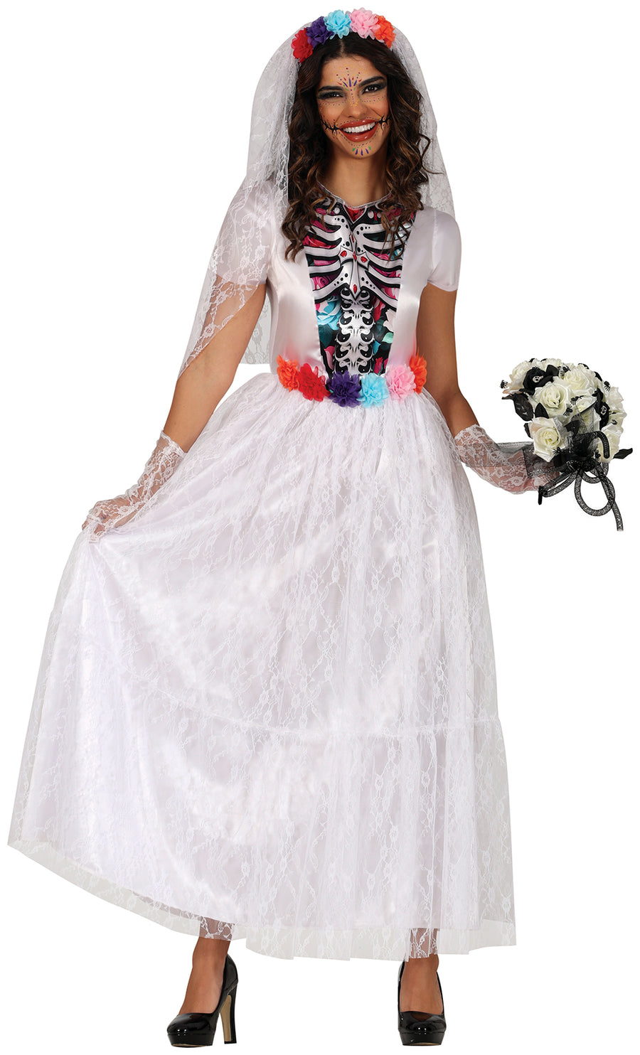 Catrina Braut Kostüm für Damen mit Haarreif