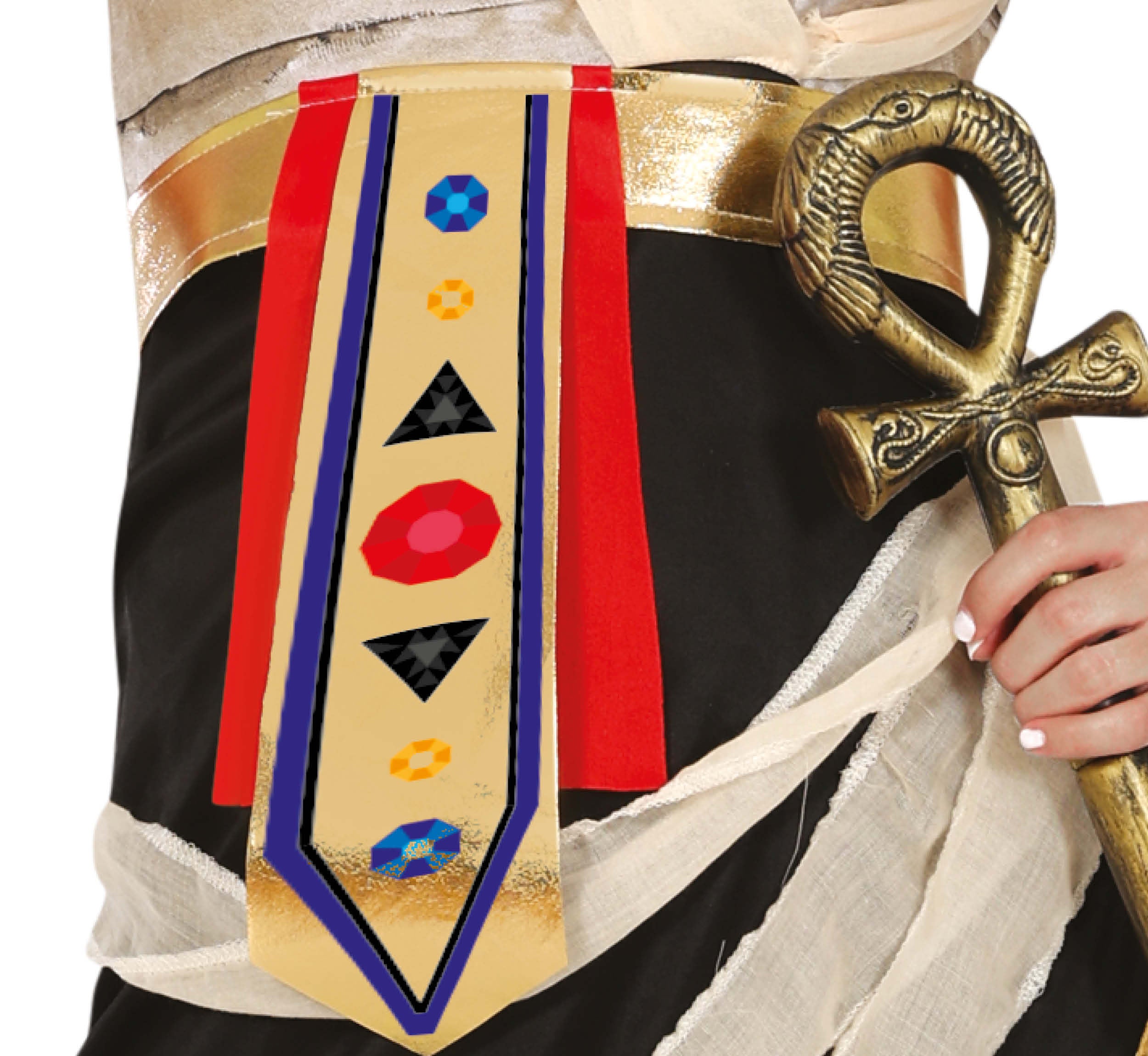 GP88992 – Aegyptische Koenigin Halloween Kostuem – Größe: 38 - 40 (M), 42 - 44 (L) – Farbe: Weiß / Schwarz