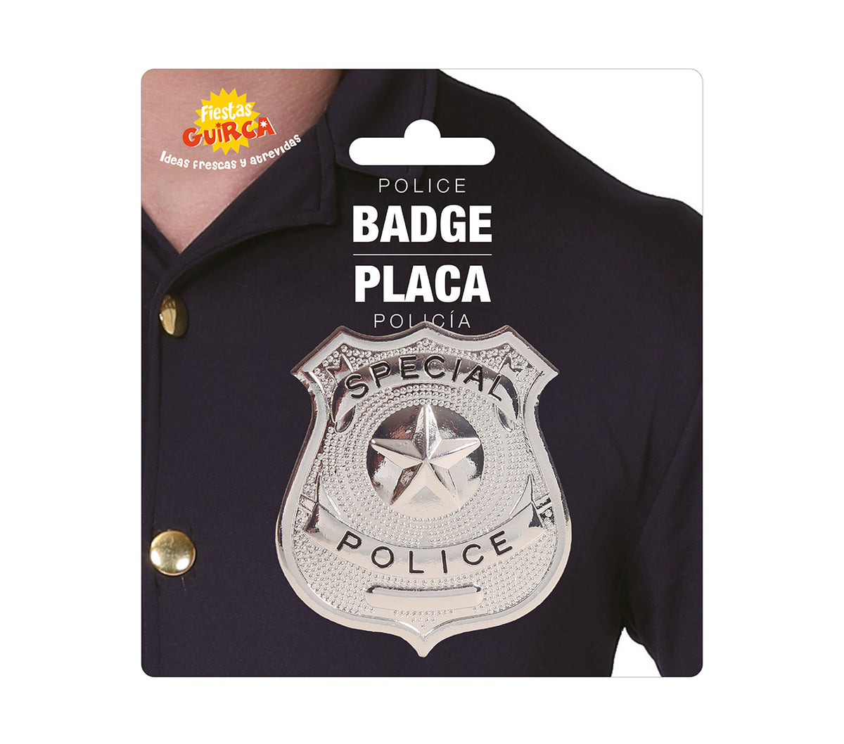 GP16151 – Polizeimarke für Erwachsene silber mit Stern – Farbe: Metallic