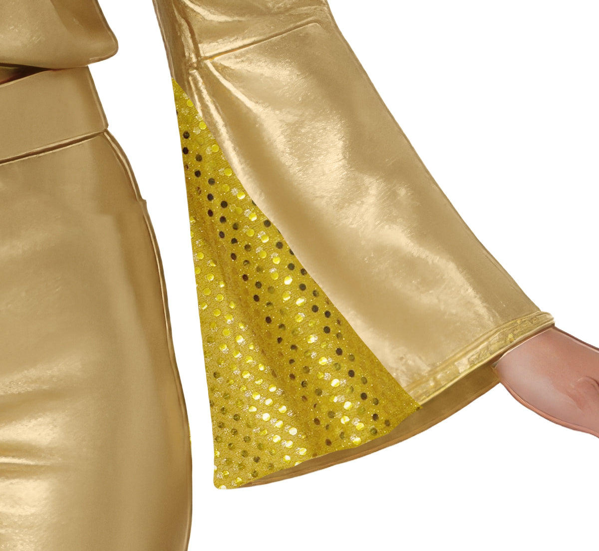 GP89002 – Disco Glamour Outfit Goldene Glanzoptik – Größe: 36 - 38 (S), 38 - 40 (M), 42 - 44 (L) – Farbe: Gold