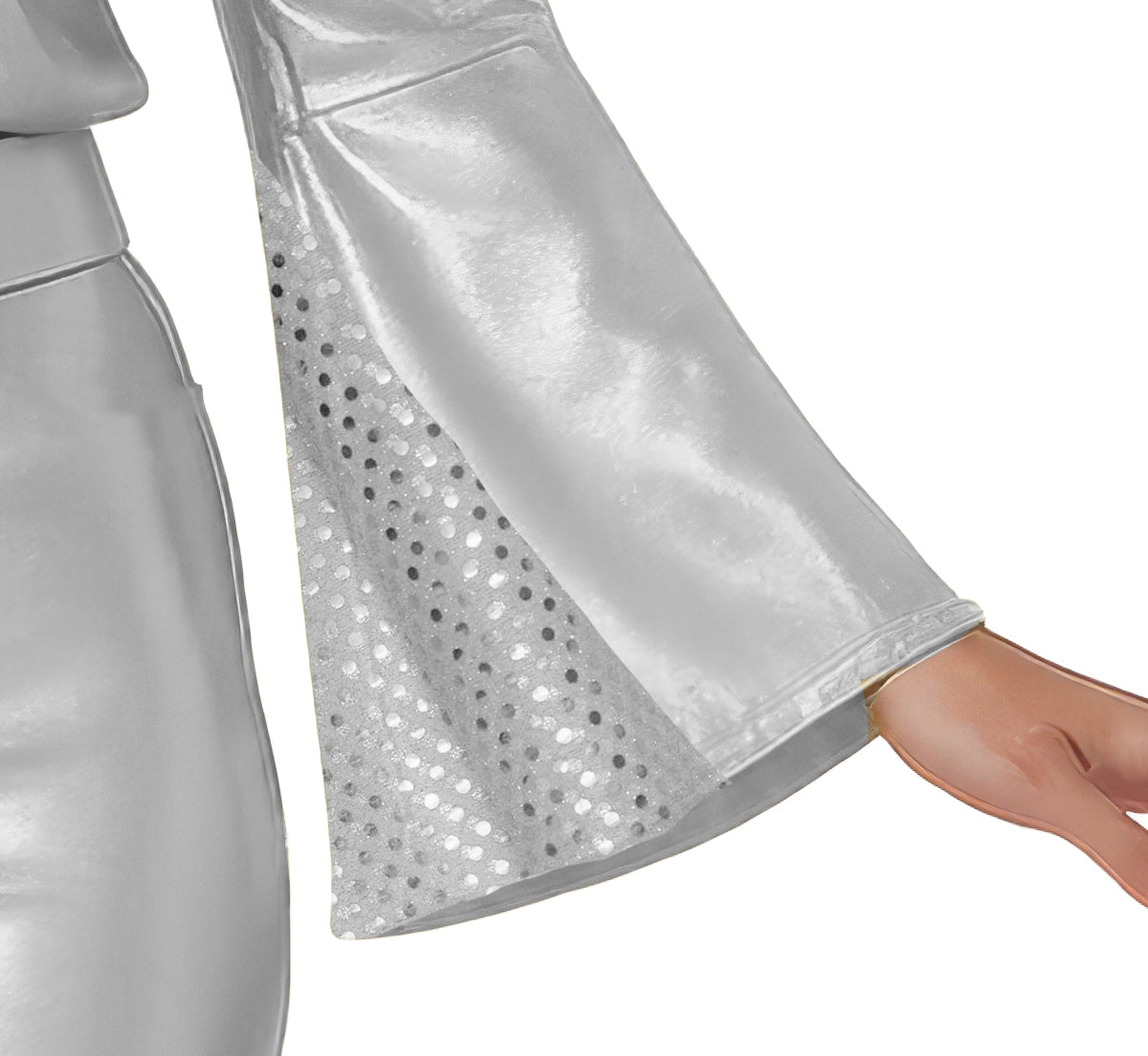 GP89005 – Disco Königin 70s Kostüm Glamour – Größe: 36 - 38 (S), 38 - 40 (M), 42 - 44 (L) – Farbe: Silber