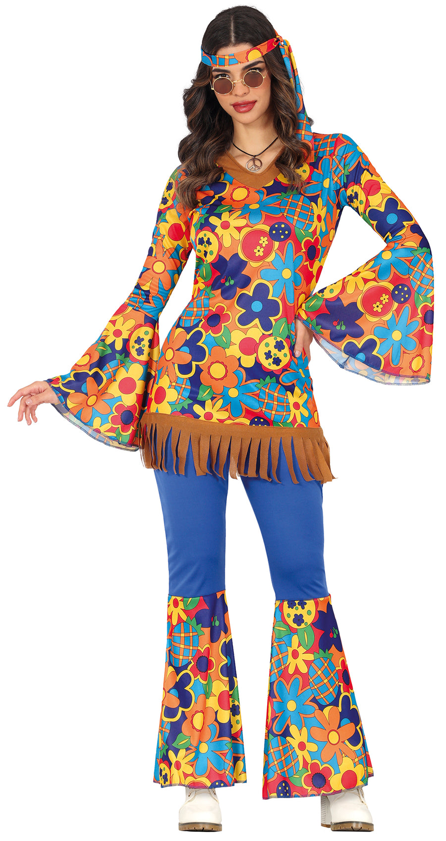 Hippie Kostüm für Damen mit Blumenmuster