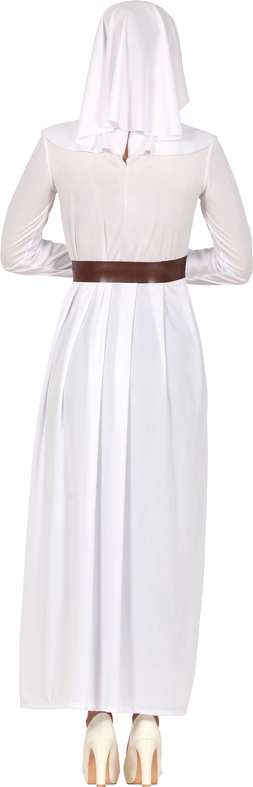 GP89016 – Nonne Kostüm Weiß Kreuz Karneval Feier – Größe: 38 - 40 (M), 42 - 44 (L) – Farbe: Weiß