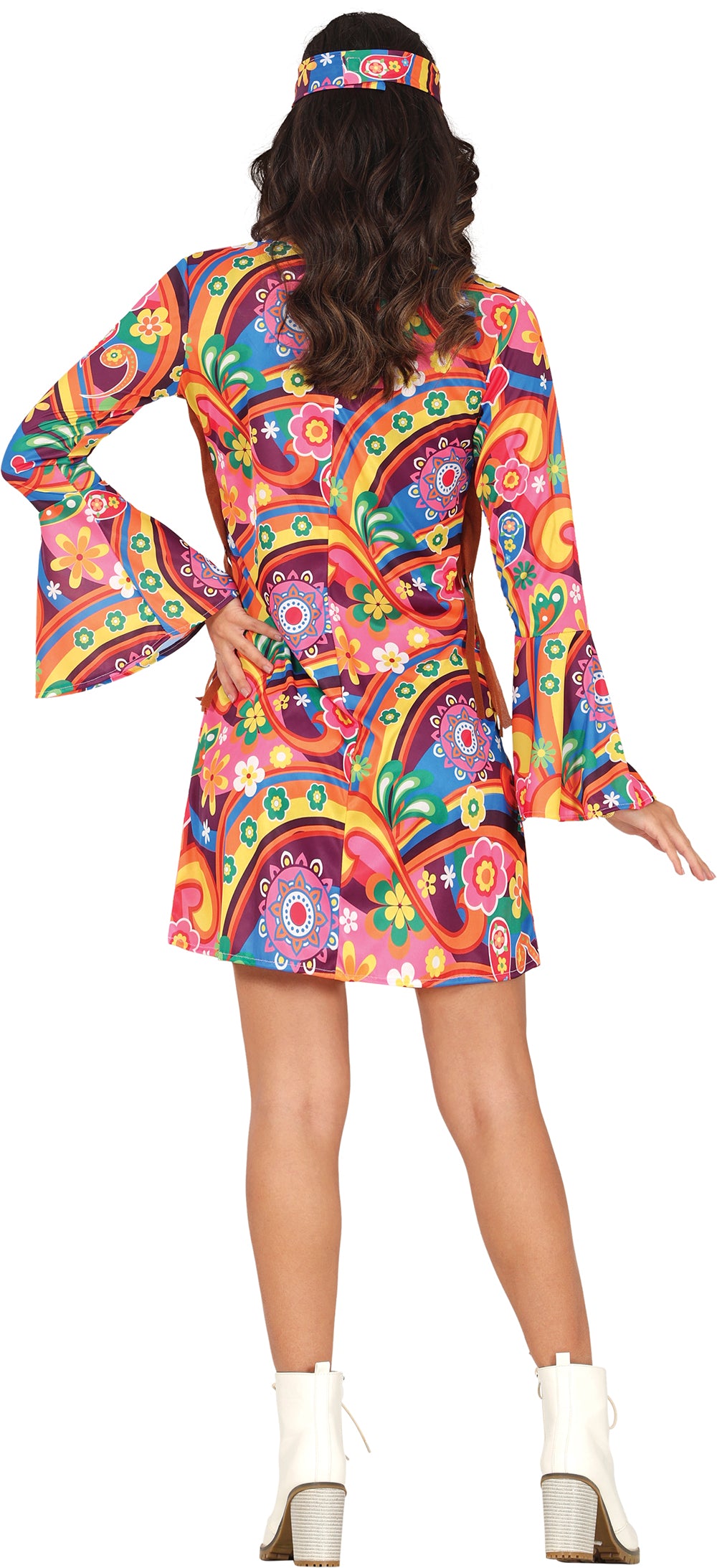 GP89033 – Hippie Kostüm Buntes Festival Karneval – Größe: 36 - 38 (S), 38 - 40 (M), 42 - 44 (L) – Farbe: Mehrfarbig
