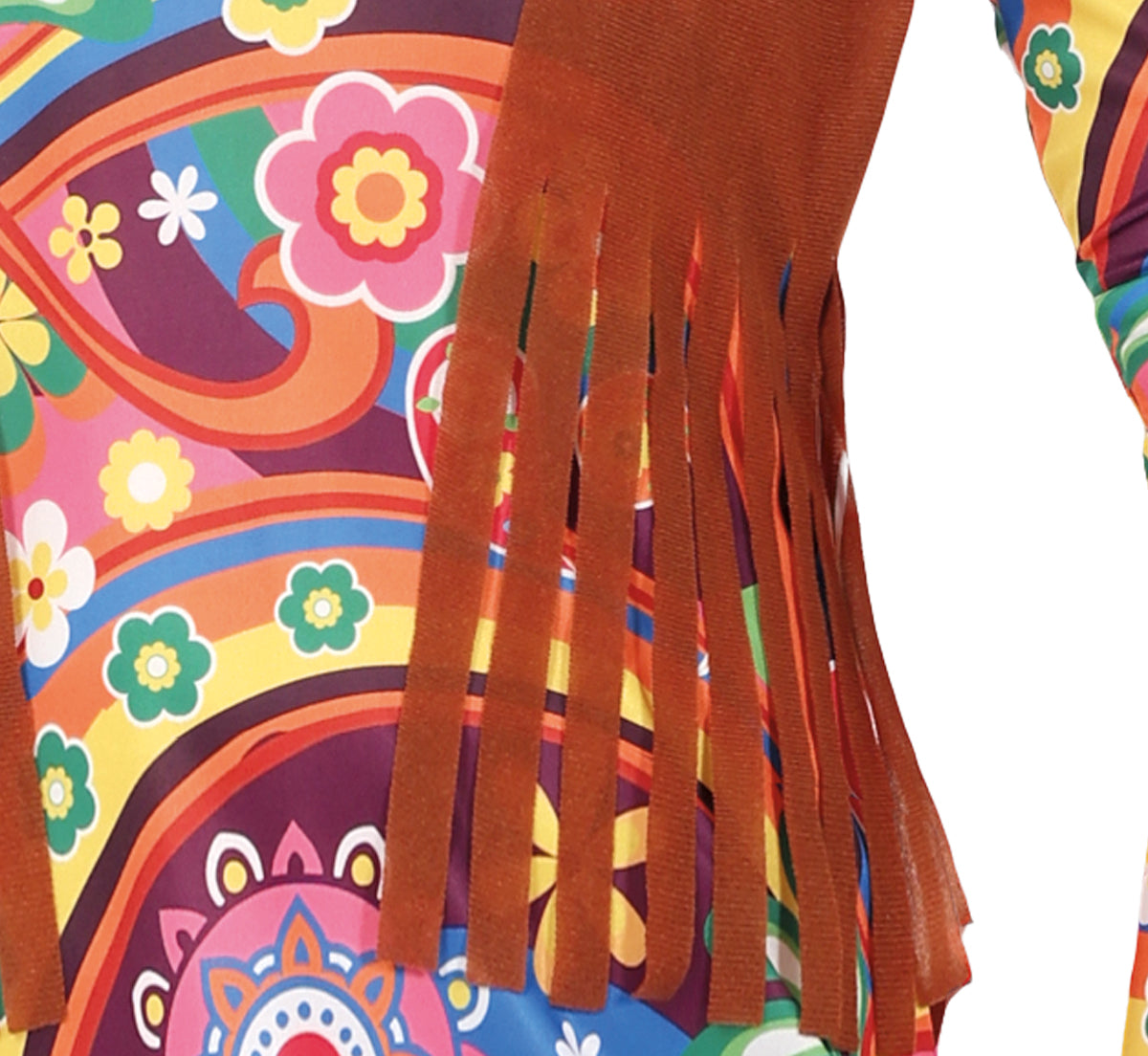 GP89033 – Hippie Kostüm Buntes Festival Karneval – Größe: 36 - 38 (S), 38 - 40 (M), 42 - 44 (L) – Farbe: Mehrfarbig