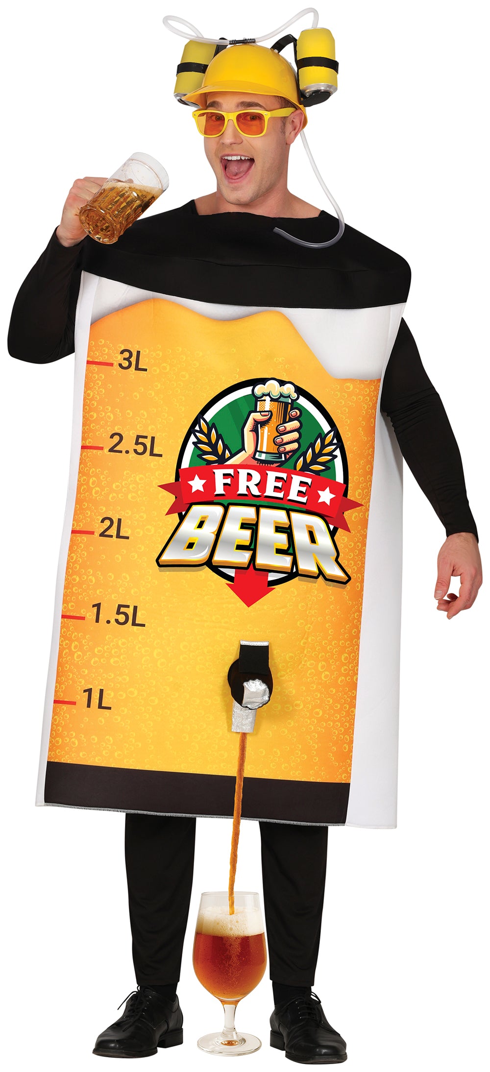 GP89043 – Bier Party Outfit Getränk Kostüm Witzig – Größe: 52 - 54 (L) – Farbe: Gelb