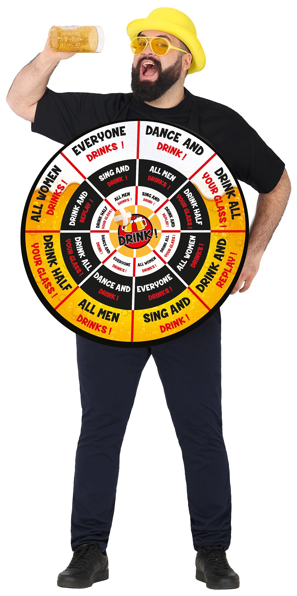 GP89055 – Junggesellenabschied Trinkspiel Party Spaß – Größe: 52 - 54 (L) – Farbe: Gelb / Weiß