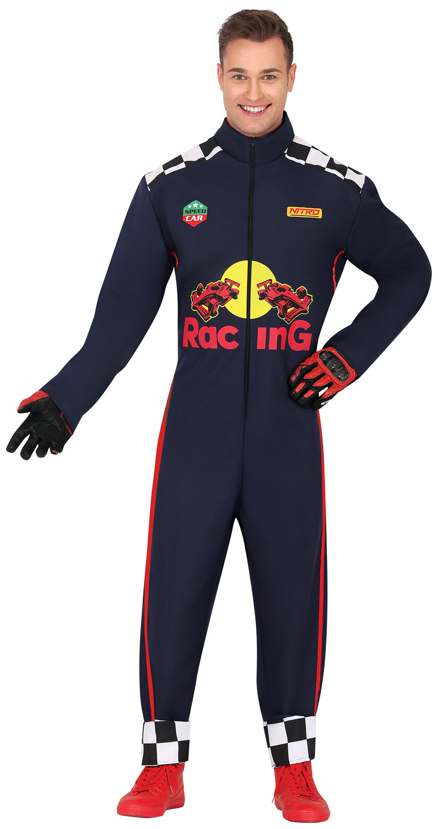 Rennfahrer Kostüm für Herren Overall blau