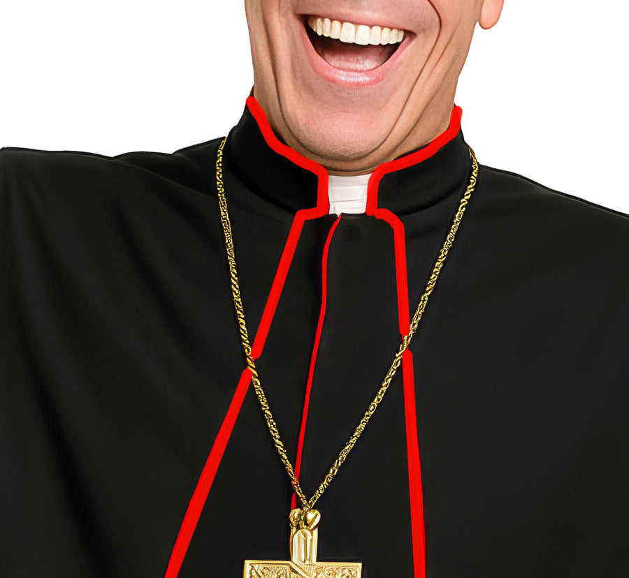 GP89089 – Priester Kardinal Kostüm Set Stola – Größe: 52 - 54 (L) – Farbe: Schwarz, Ansicht 2