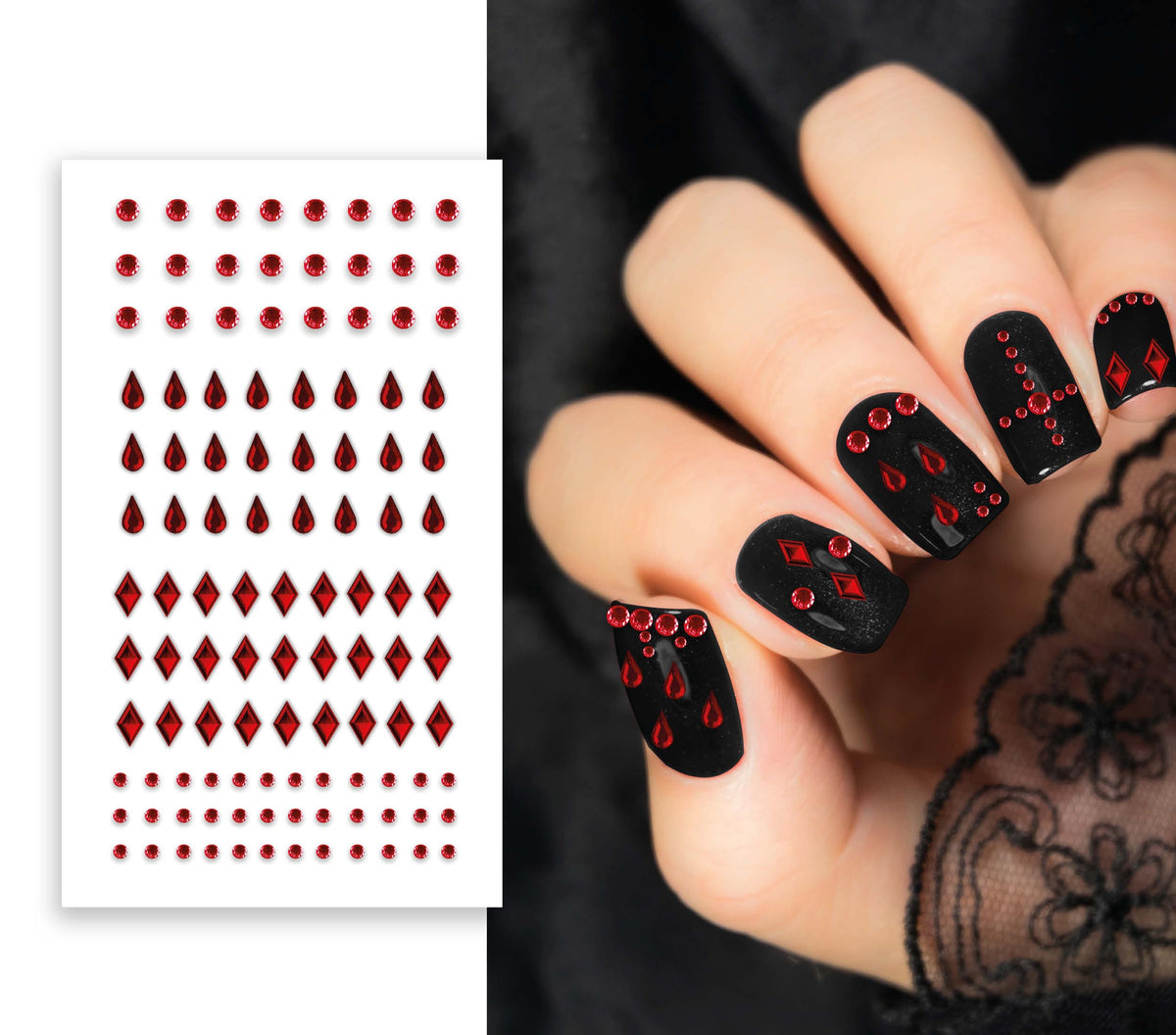 GP15908 – Nagelsticker für Damen 6 x 9 cm Nail Art – Farbe: Rot