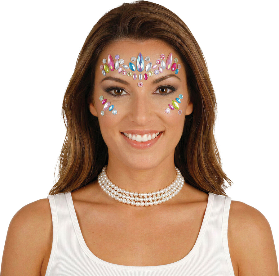 GP15826 – Strass Gesichtsschmuck für Damen 15 x 13 cm bunt – Farbe: Mehrfarbig, Ansicht 2