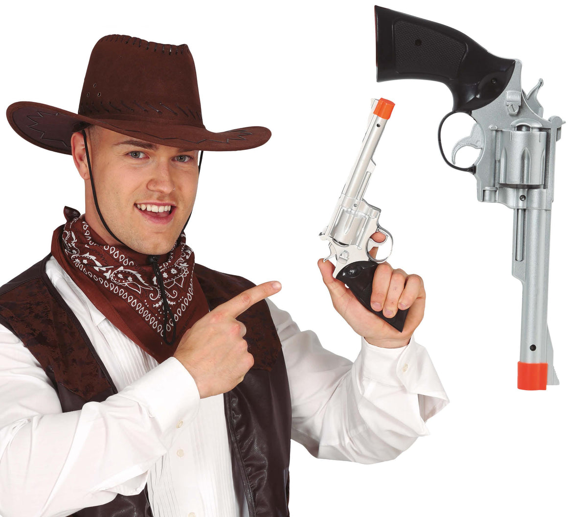 GP18893 – Cowboy Pistole für Erwachsene silber 32 cm – Farbe: Silber