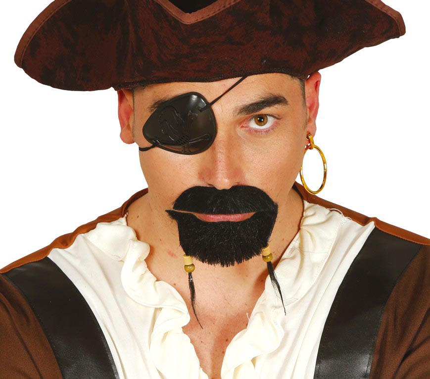 GP16124 – Piraten Augenklappe für Erwachsene mit Ohrring – Farbe: Schwarz