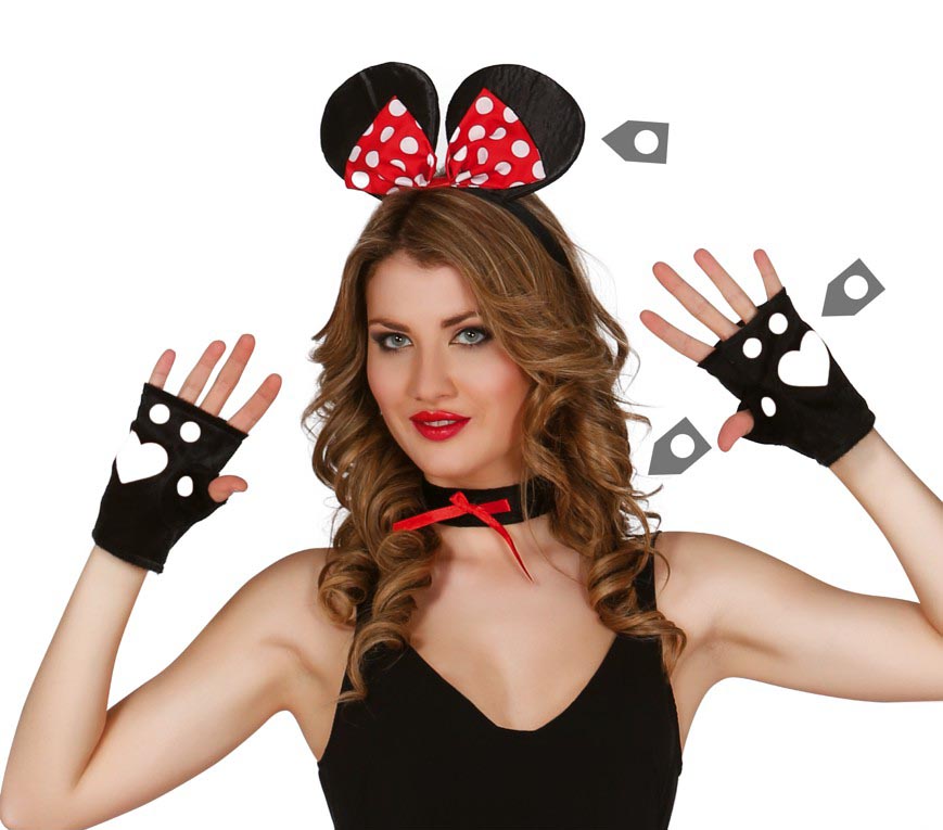 GP18587 – Maus Kostüm Set für Damen 4 teilig – Farbe: Schwarz, Ansicht 2
