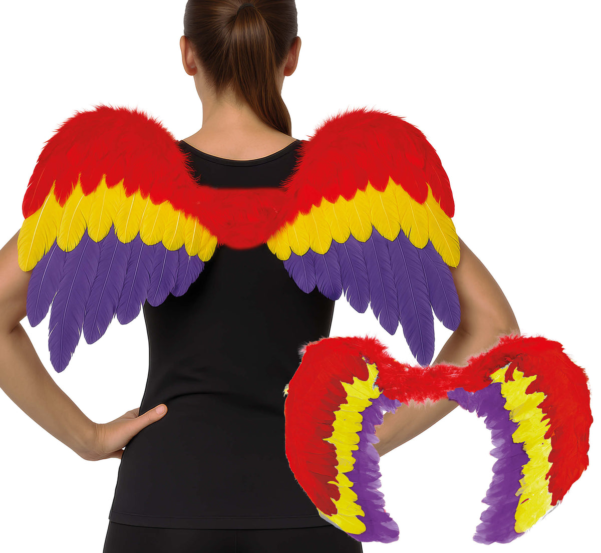 GP17300 – Federflügel für Erwachsene 80 x 50 cm bunt – Farbe: Mehrfarbig
