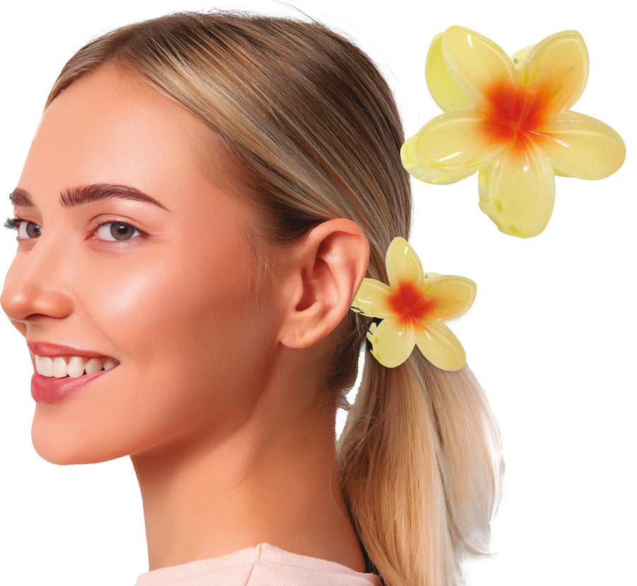 Hawaii Haarblume für Erwachsene 8 cm gelb