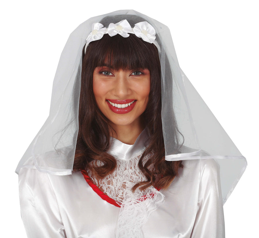 GP18769 – Brautschleier Haarreif für Damen weiß – Farbe: Weiß, Ansicht 2