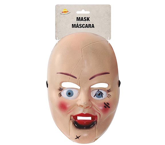 GP2261 – Horror Puppen Maske für Erwachsene mit Riss – Farbe: Beige