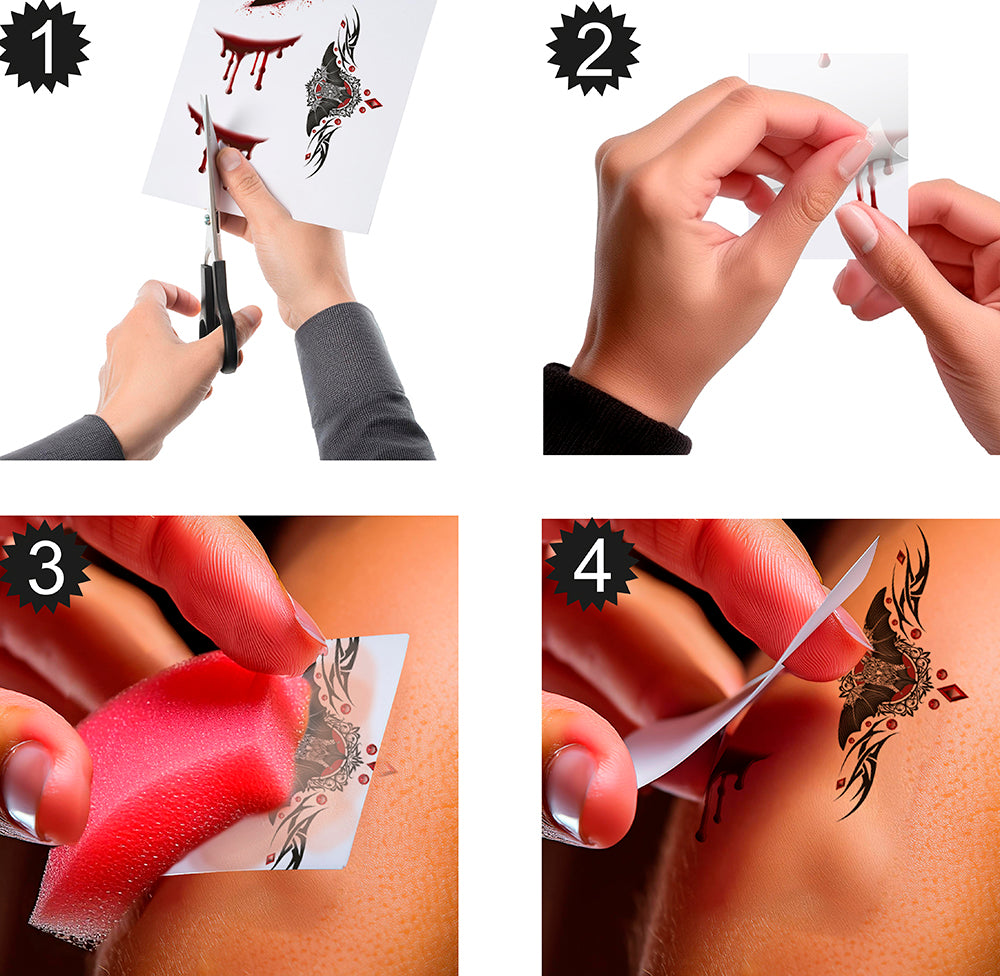 GP15708 – Horror Tattoos für Erwachsene 30 x 13 cm – Farbe: Vampir