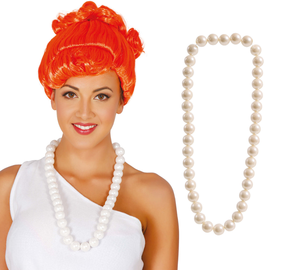 GP16280 – Perlenkette für Damen weiß große Perlen – Farbe: Weiß