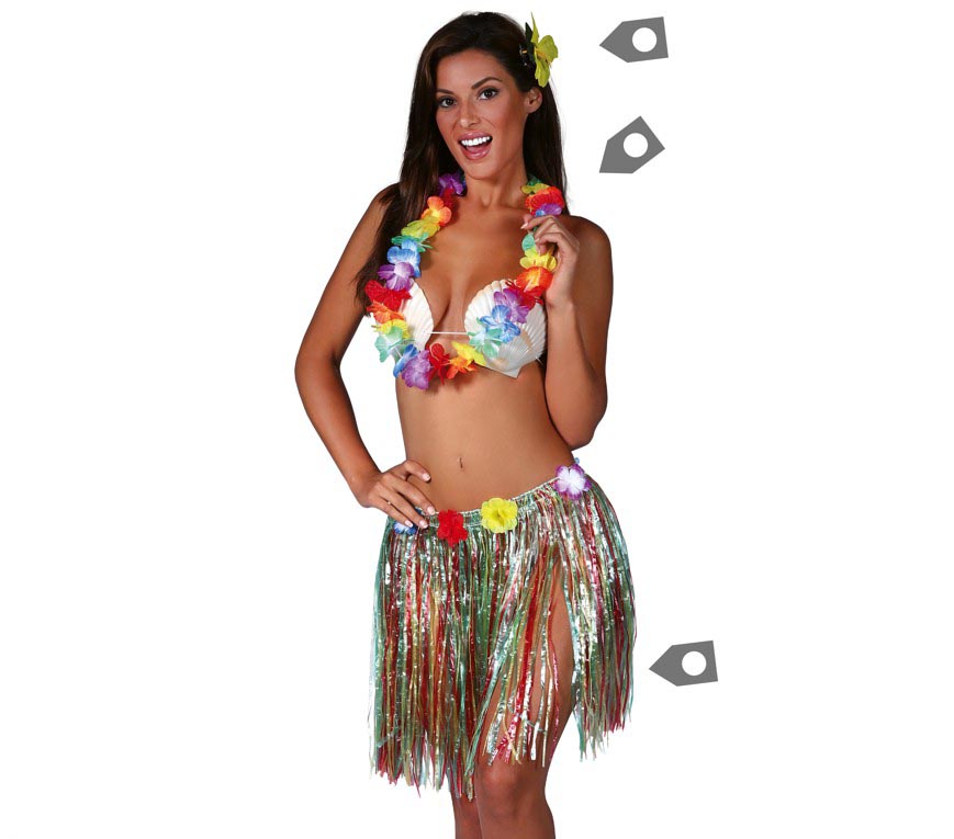GP17655 – Hawaii Set für Damen 3 teilig bunt – Farbe: Mehrfarbig