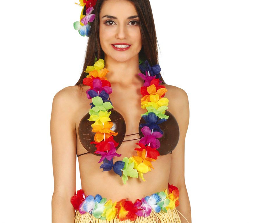 GP17259 – Hawaiikette für Erwachsene bunt Blumenkette – Farbe: Mehrfarbig, Ansicht 2