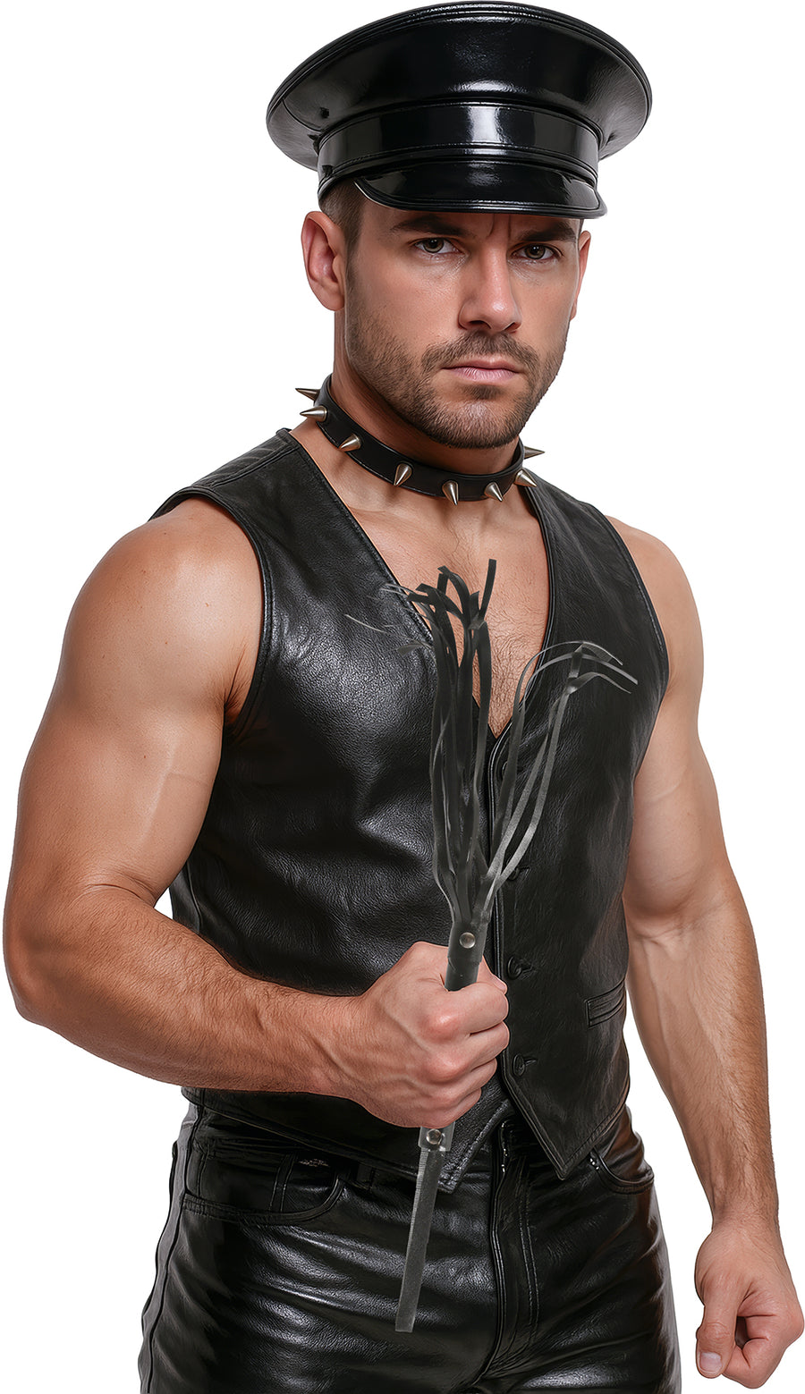 GP16834 – Flogger Peitsche für Erwachsene 50 cm kurz – Farbe: Schwarz, Ansicht 2