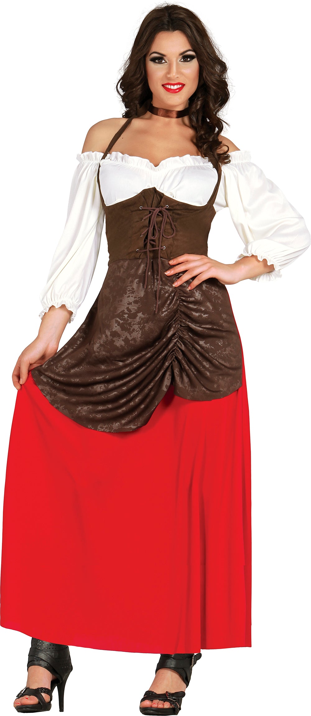 GP80851 – Schankmagd Kostüm für Damen braun – Größe: 42 - 44 (L) – Farbe: Braun