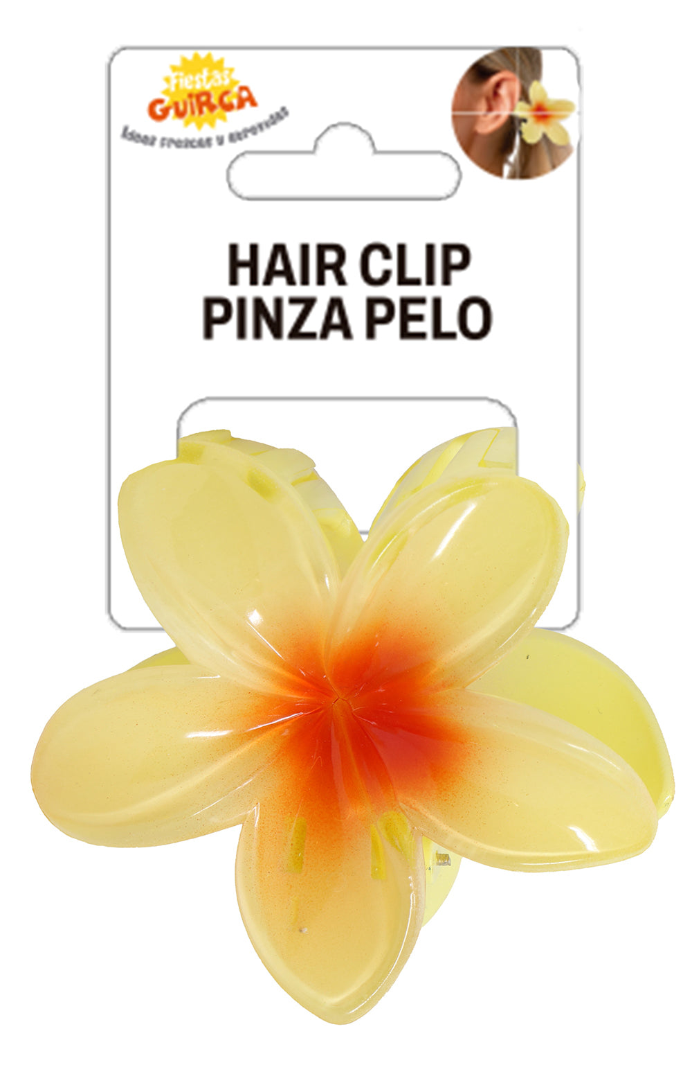 GP27249 – Hawaii Haarblume für Erwachsene 8 cm gelb – Farbe: Gelb