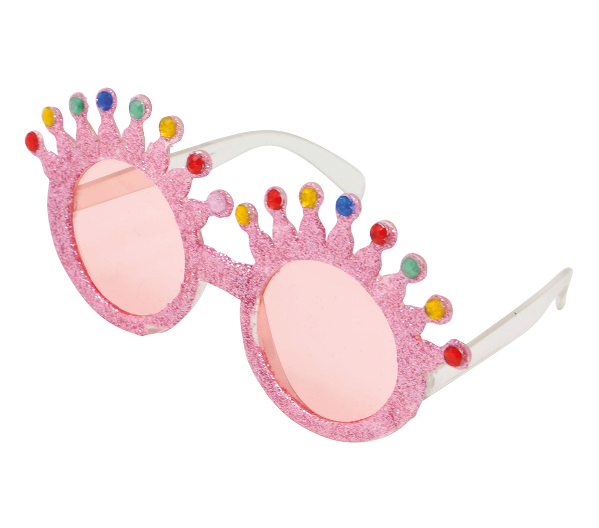 GP18853 – Glitzer Brille für Damen rosa mit Krone – Farbe: Pink
