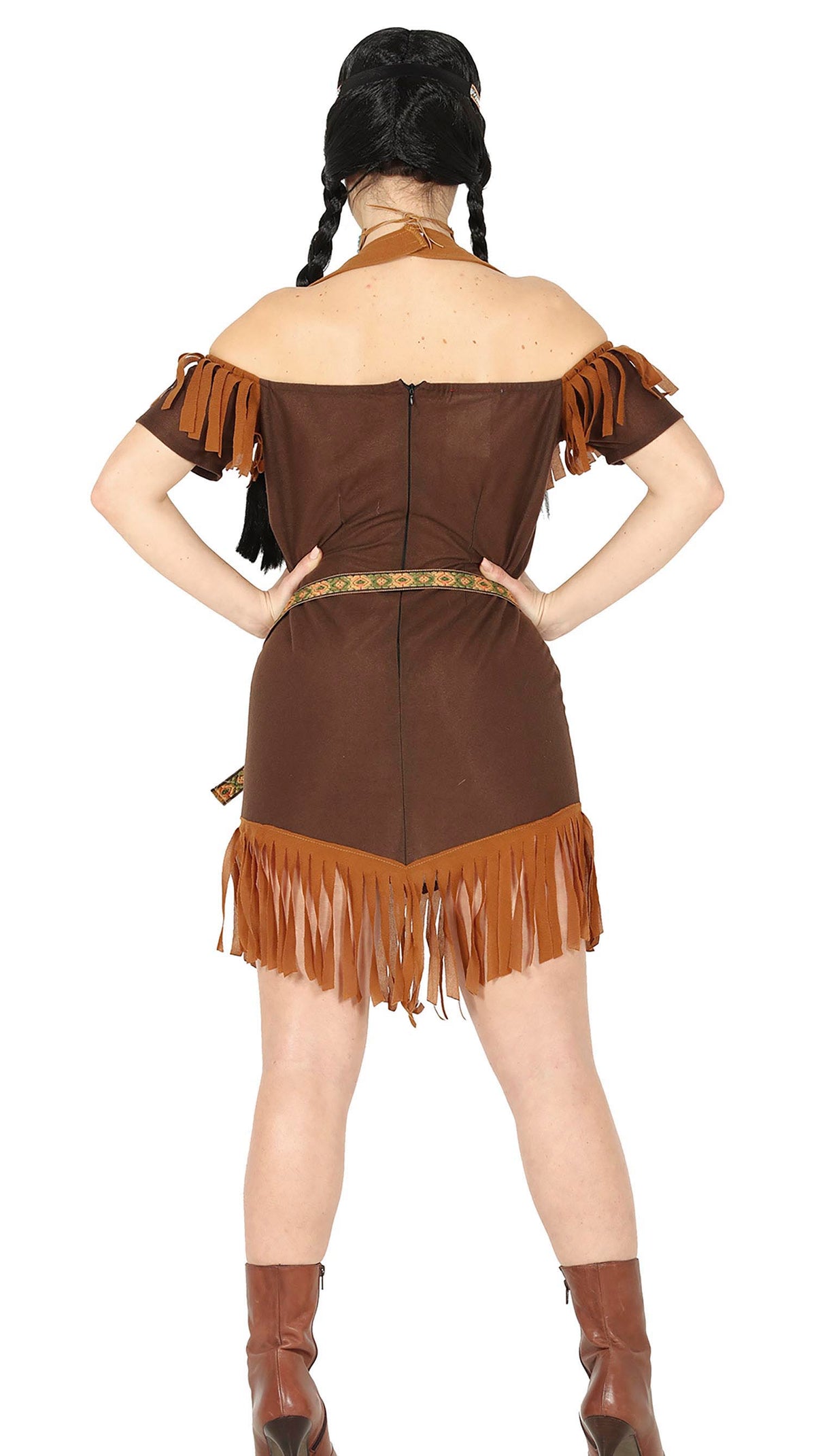 GP88558 – Indianerin Kostüm für Damen mit Fransen – Größe: 44 - 46 (XL) – Farbe: Braun