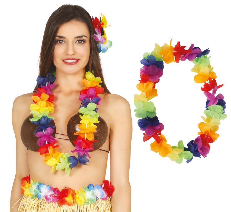 Hawaiikette für Erwachsene bunt Blumenkette