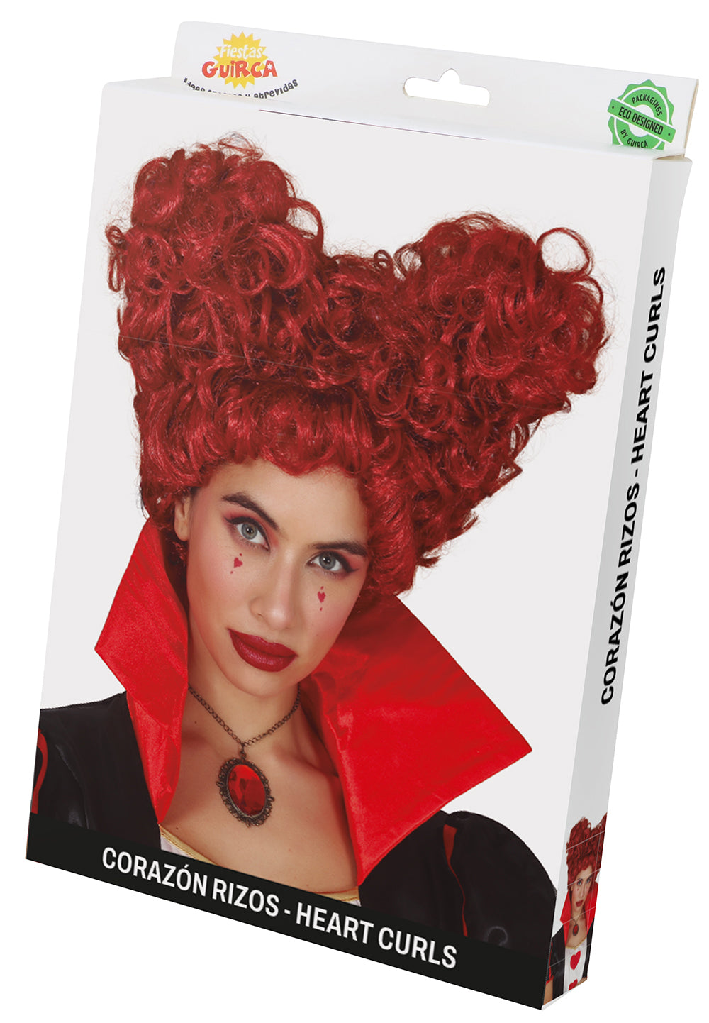 GP4646 – Herzdame Perücke für Damen rot in Herzform – Farbe: Rot