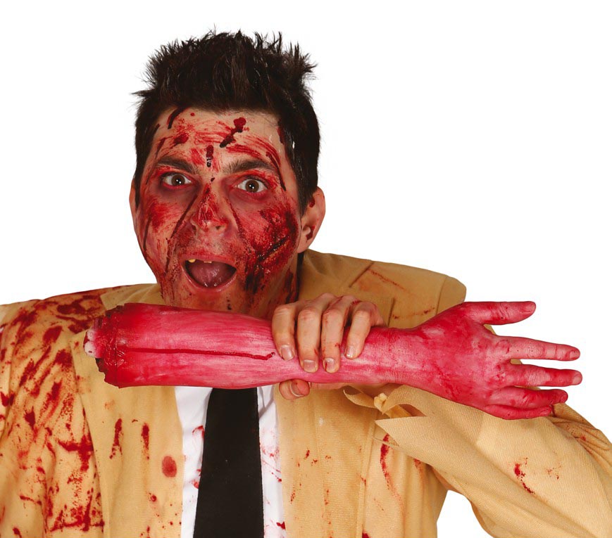 GP19763 – Amputierter Arm 35 cm Latex Halloween Deko – Farbe: Rot