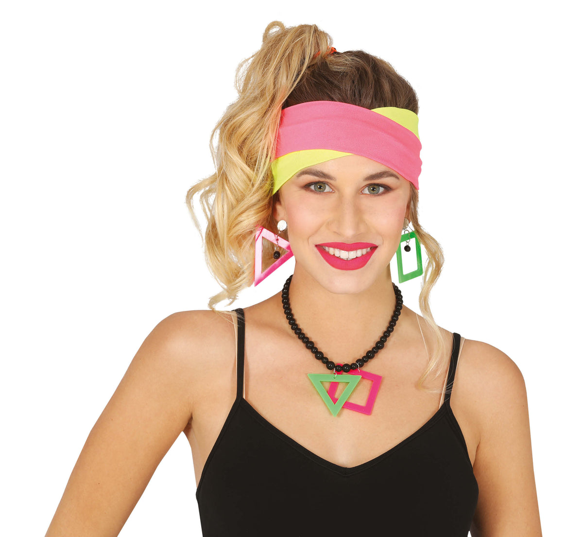 GP18846 – 80er Jahre Accessoire Set für Damen 5 teilig – Farbe: Mehrfarbig
