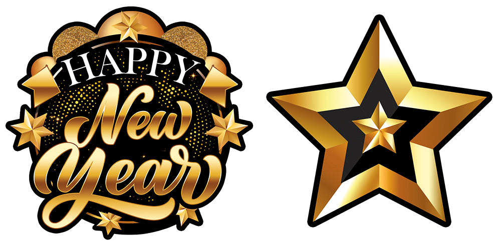 GP31819 – Happy New Year Girlande 300 cm Silvester Deko – Farbe: Stern