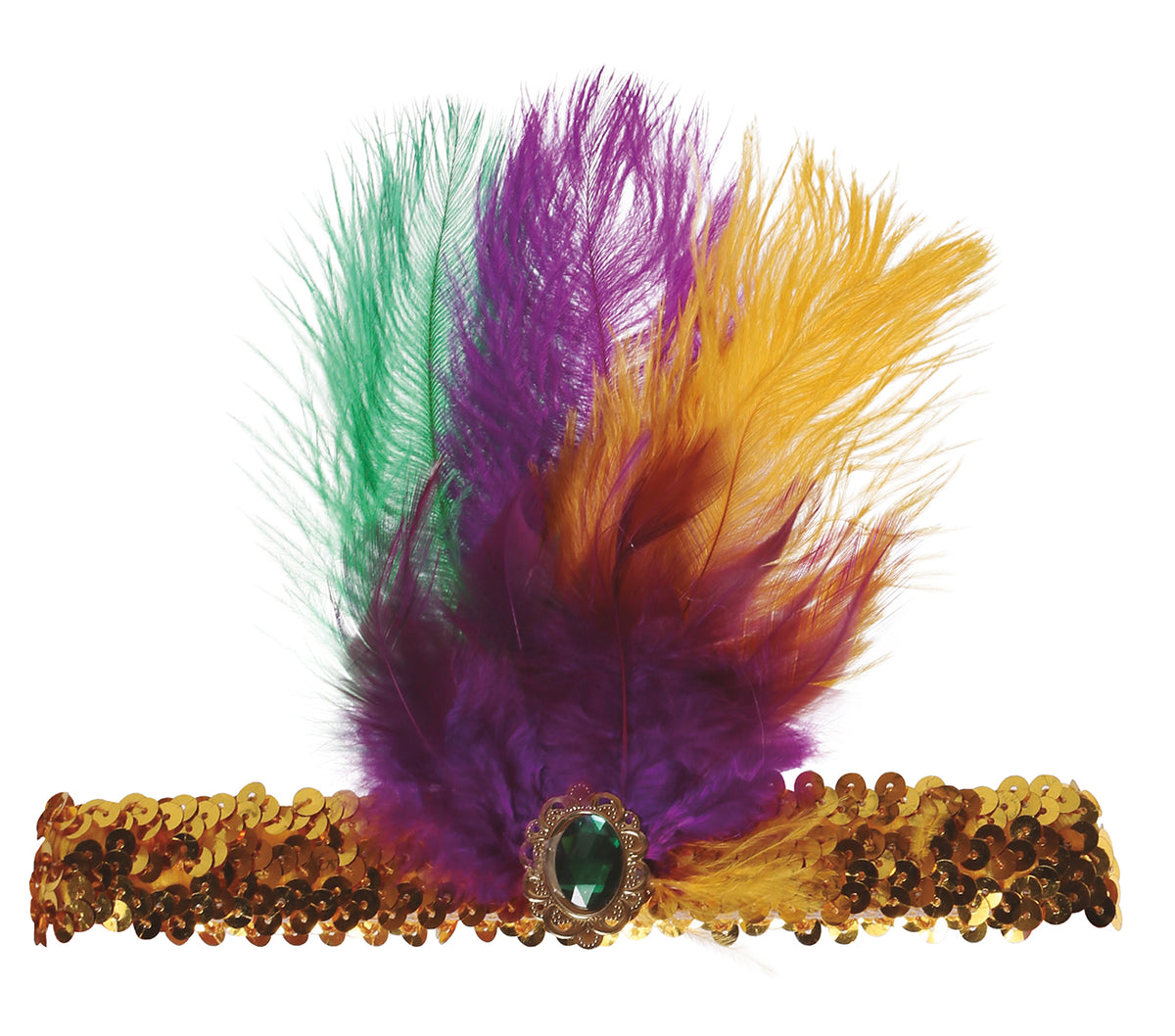 GP17974 – Charleston Stirnband für Damen mit bunten Federn – Farbe: Mehrfarbig