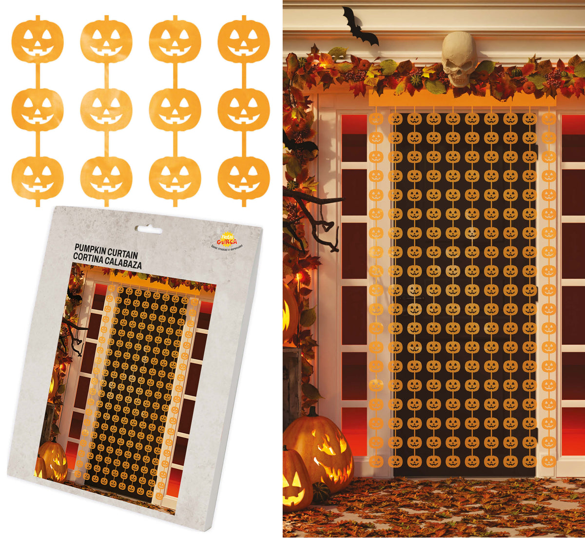 GP24722 – Kürbis Türvorhang 100 x 200 cm glänzend – Farbe: Orange