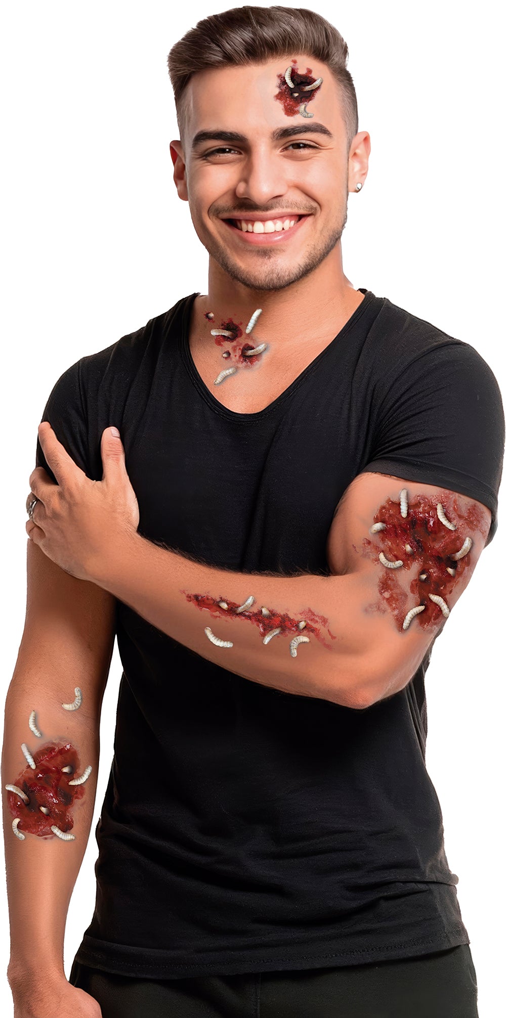 GP15708 – Horror Tattoos für Erwachsene 30 x 13 cm – Farbe: Madenwunden