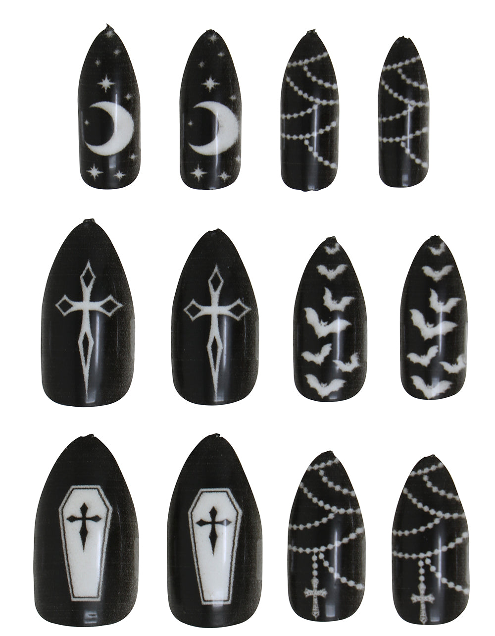 GP15920 – Lange Kunstnägel für Damen Stiletto Gothic – Farbe: Schwarz-vampir