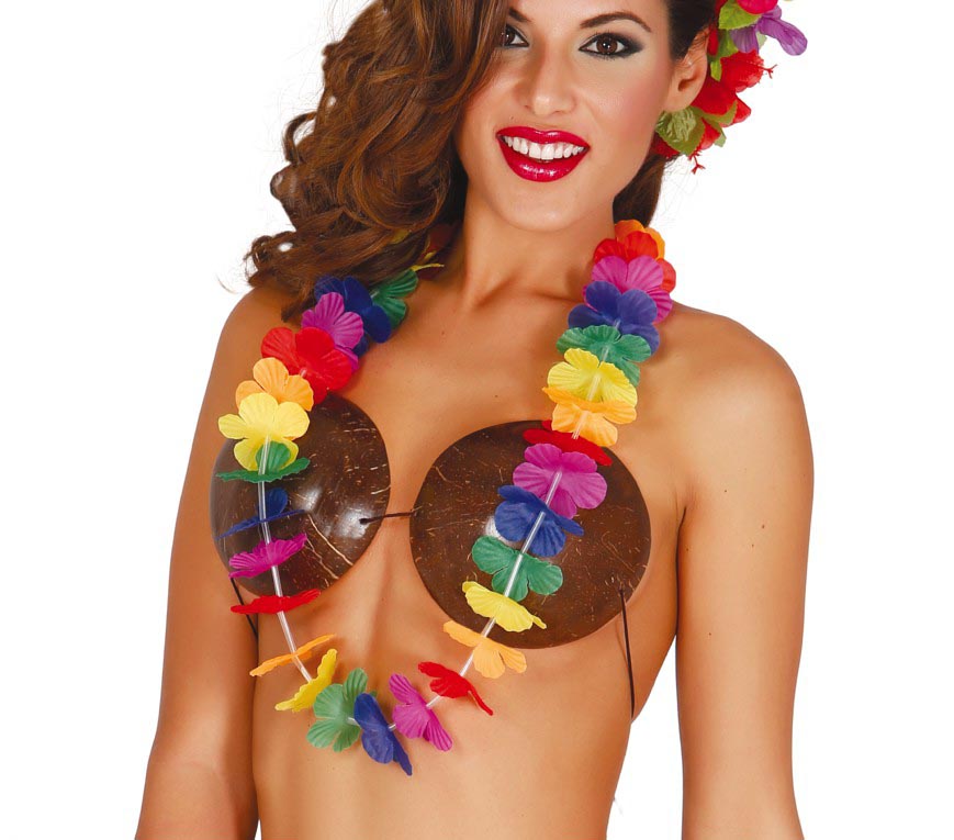 GP18409 – Bunte Hawaii Blumenkette für Erwachsene – Farbe: Mehrfarbig
